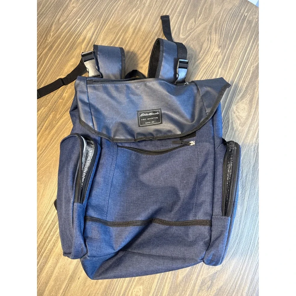 Eddie Bauer Diaper Backpack First Adventure Blue‎ Excellent Insulated Pockets